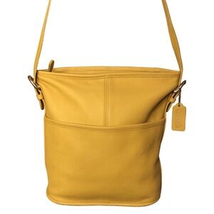 VINTAGE COACH Soho Bleeker Yellow Duffel Bucket Glove Tanned Leather Bag 4153